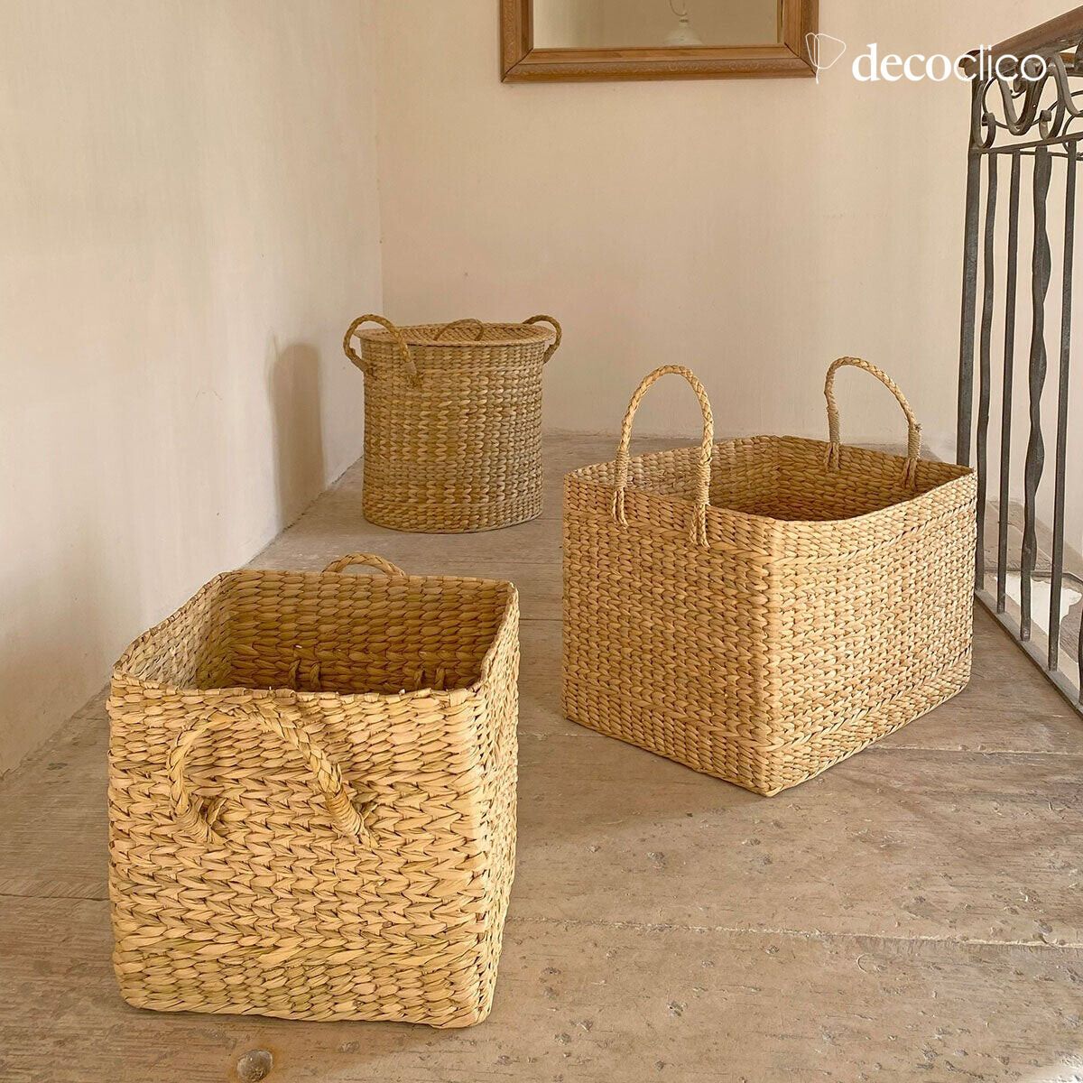 Rectangular basket made of water hyacinth Céleste