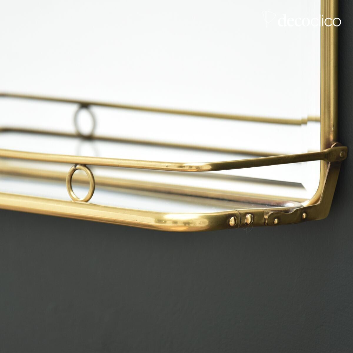 Rectangular brass mirror with shelf 40 x 52 cm Chaumont