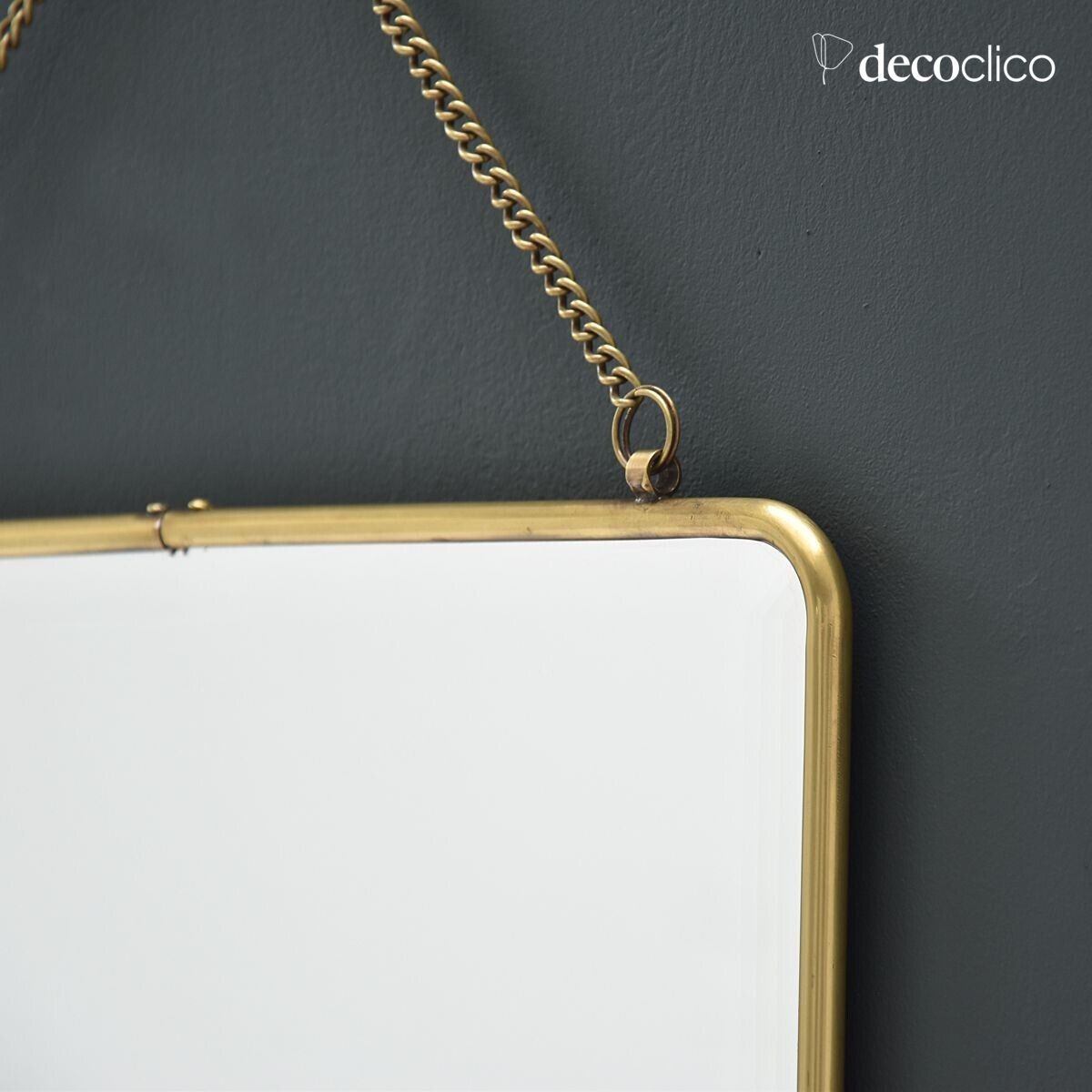 Rectangular brass mirror with shelf 40 x 52 cm Chaumont