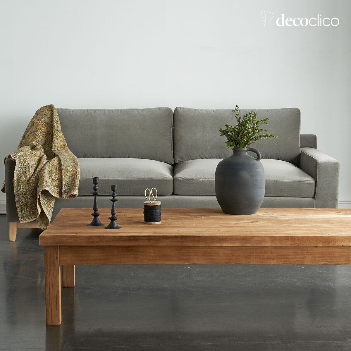 Rectangular coffee table in light recycled wood Vermont