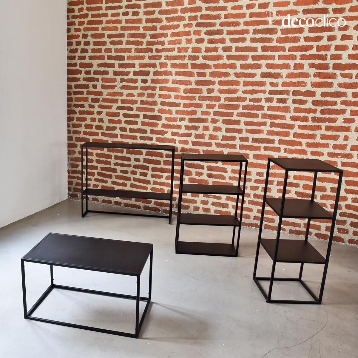 Rectangular coffee table in matt black metal Bricklane