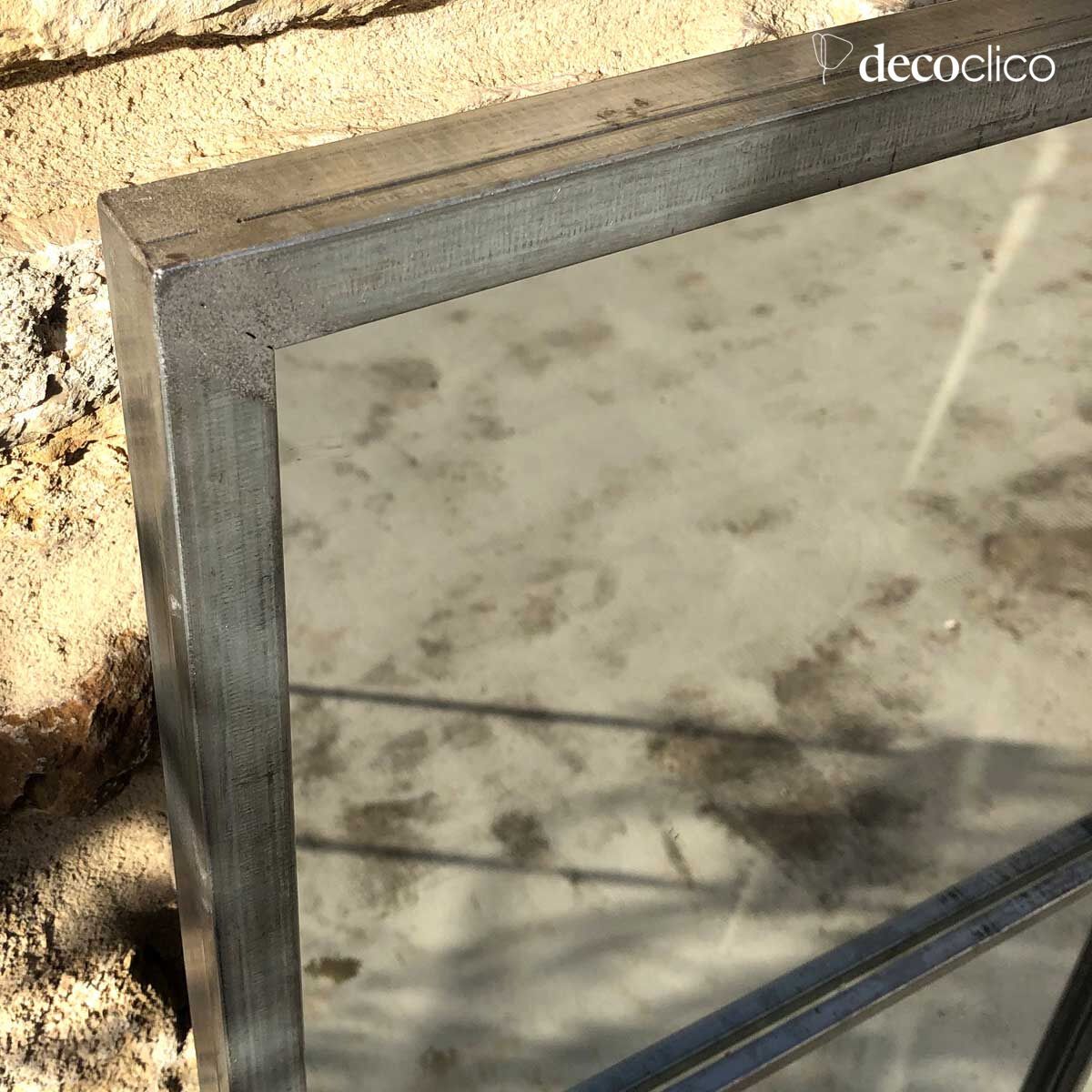 Rectangular glass mirror in zinc-finish metal 110 x 85 cm Bréhat