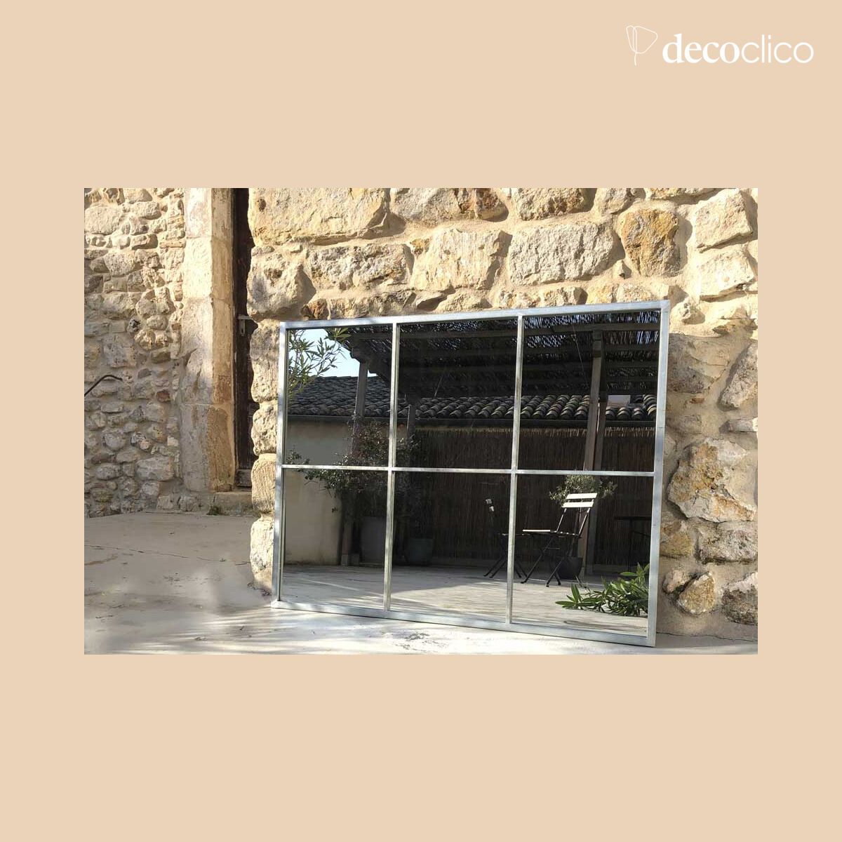 Rectangular glass mirror in zinc-finish metal 110 x 85 cm  Bréhat