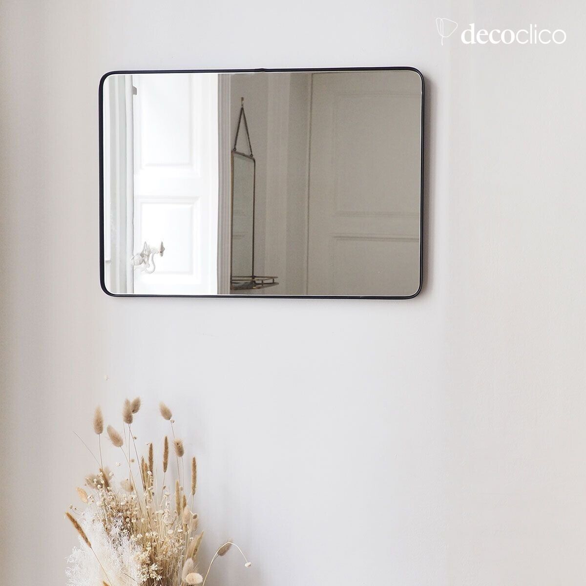 Rectangular mirror in black brass 58 x 40 cm