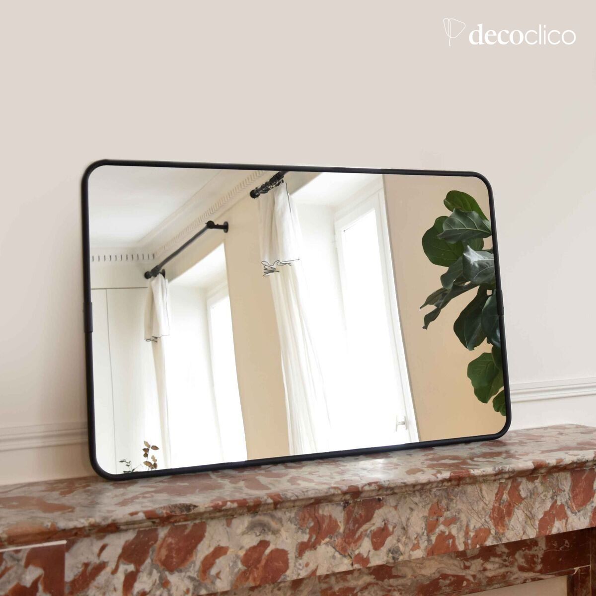 Rectangular mirror in black nickel silver 85 x 55 cm  Chaumont