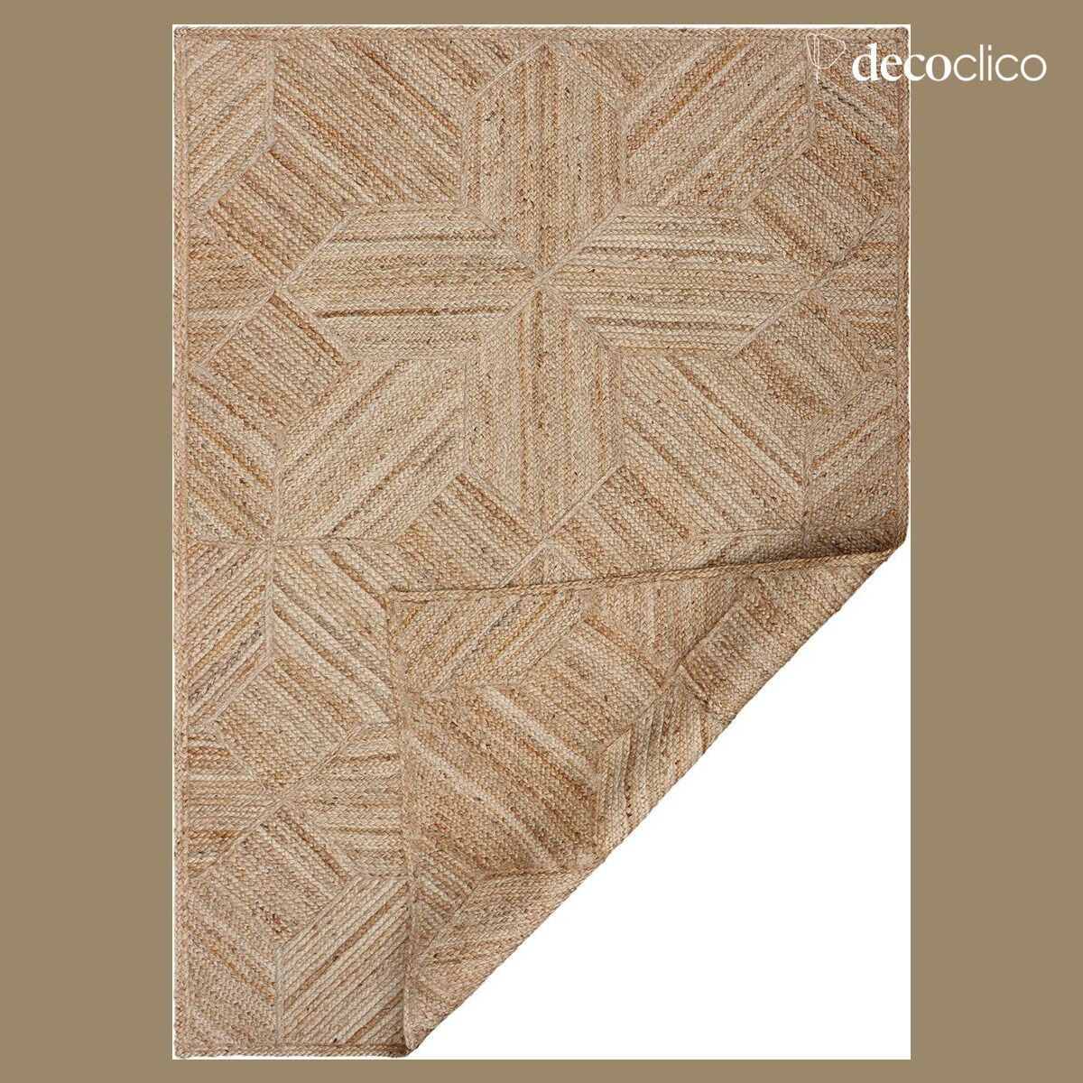Rectangular natural jute mat with hand-woven patterns, 140 x 200 cm Bergen