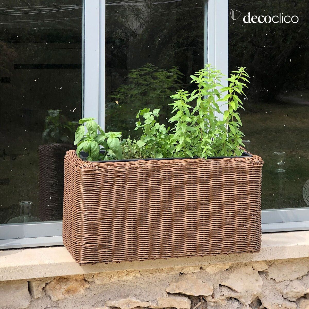 Rectangular planter in handmade brown polyrotin Tavira