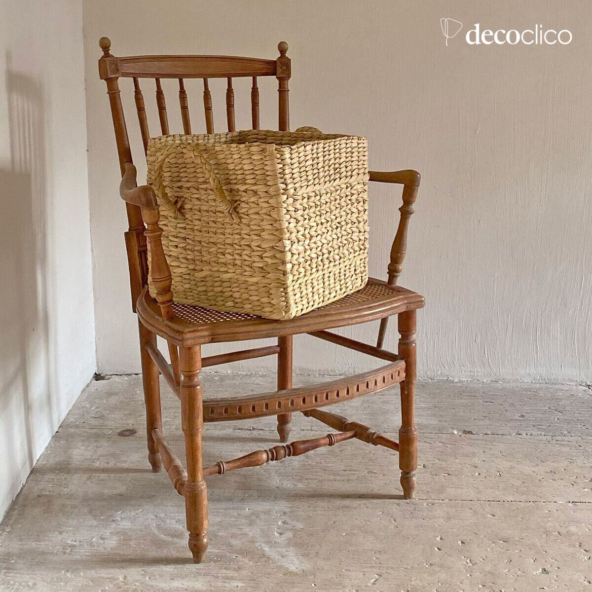 Rectangular square basket made of water hyacinth Céleste