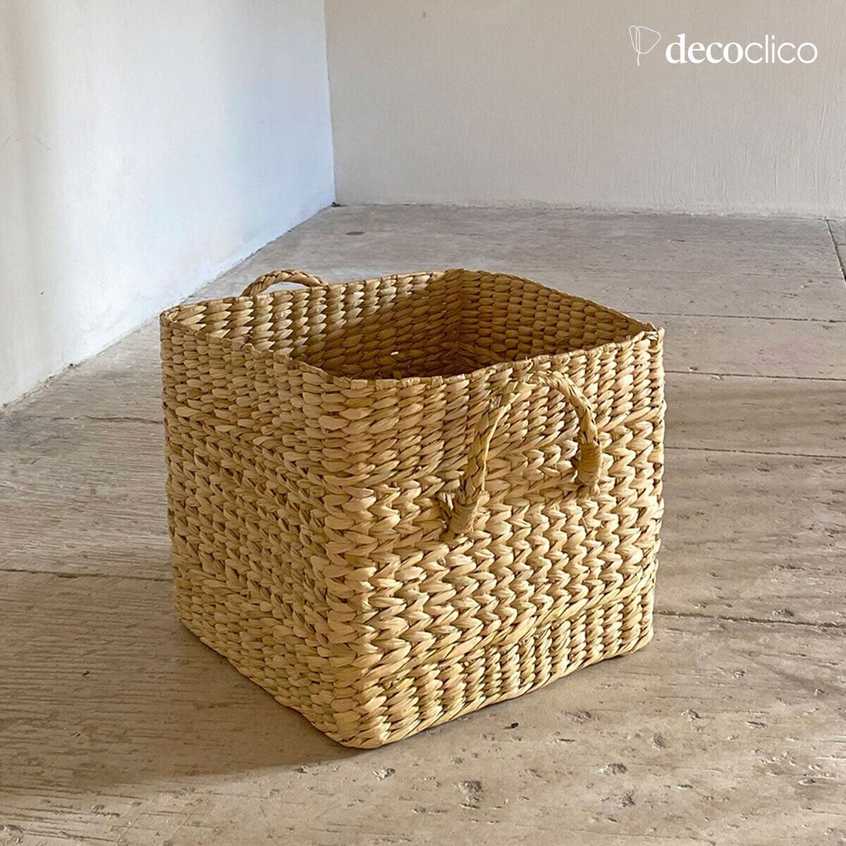 Rectangular square basket made of water hyacinth Céleste