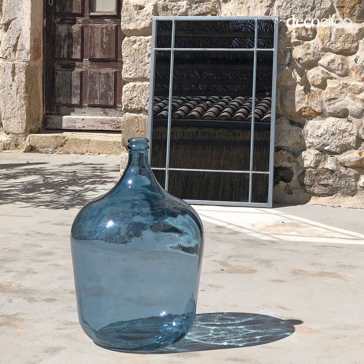 Recycelte blaue 34-Liter-Glasflasche