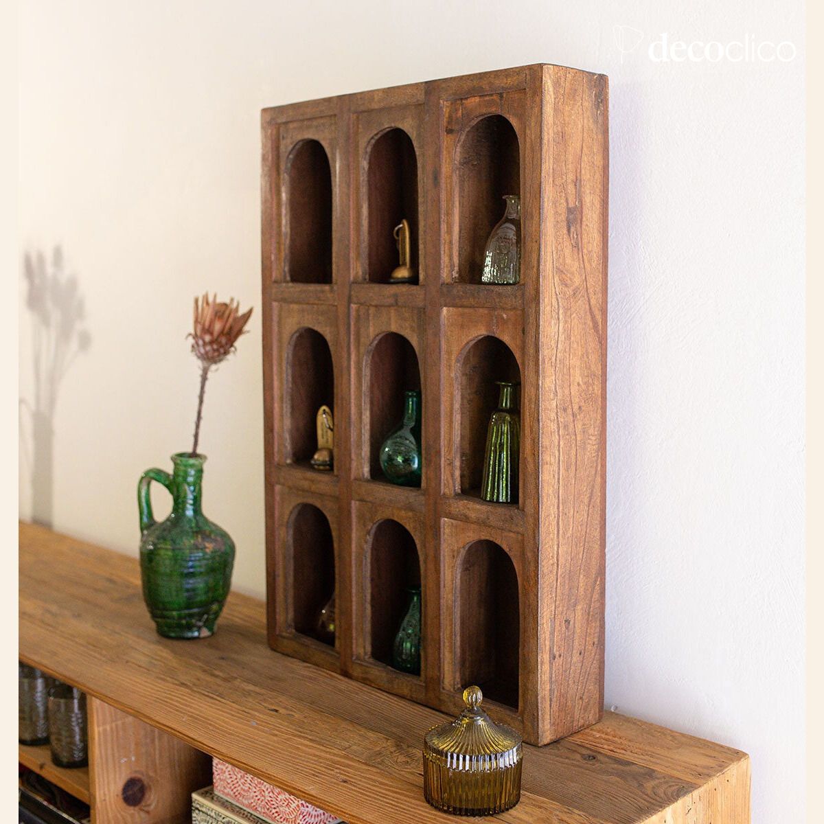 Regal 9 Fächer aus recyceltem Holz Pamir