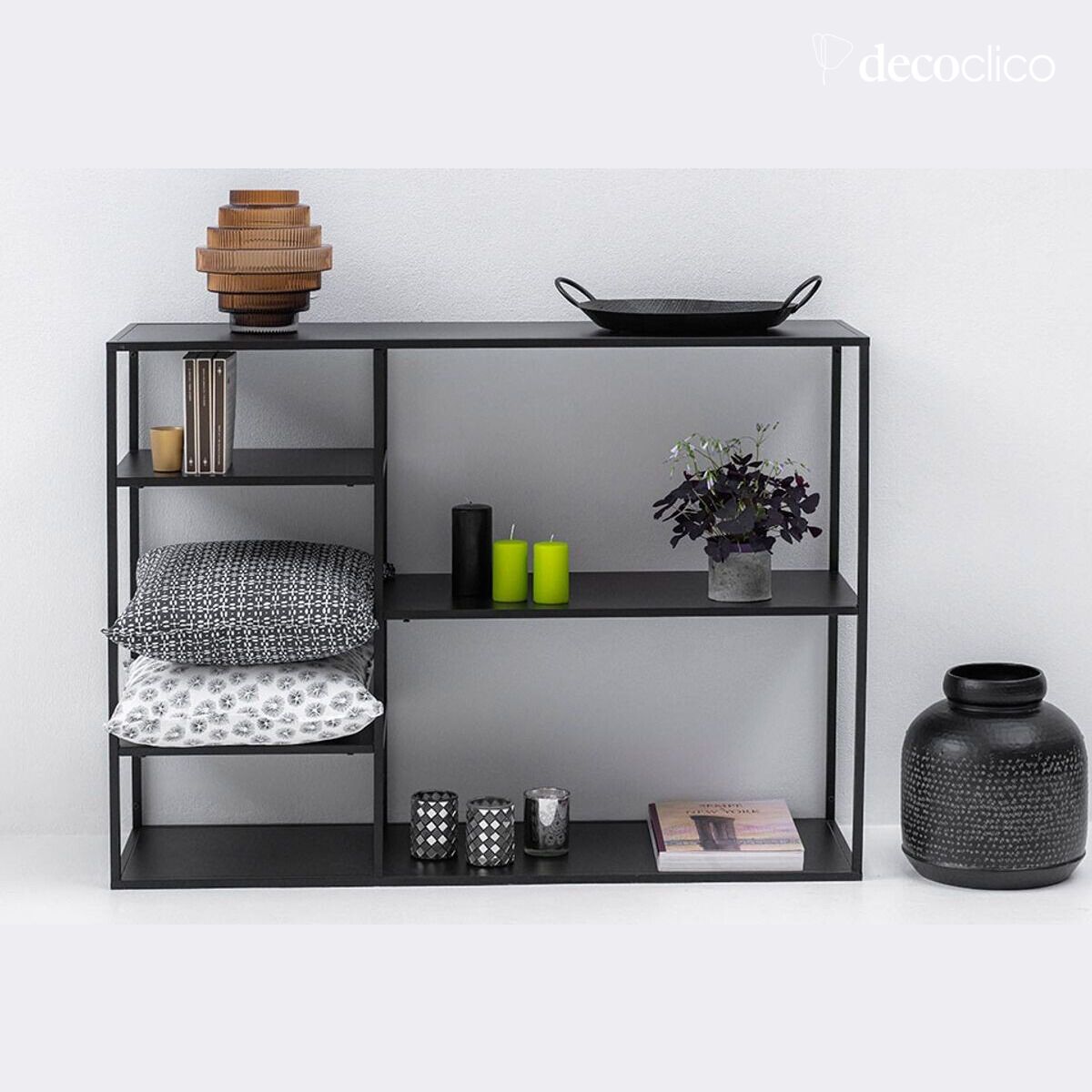 Regal zum Aufstellen, Bücherregal aus schwarzem Metall Bricklane