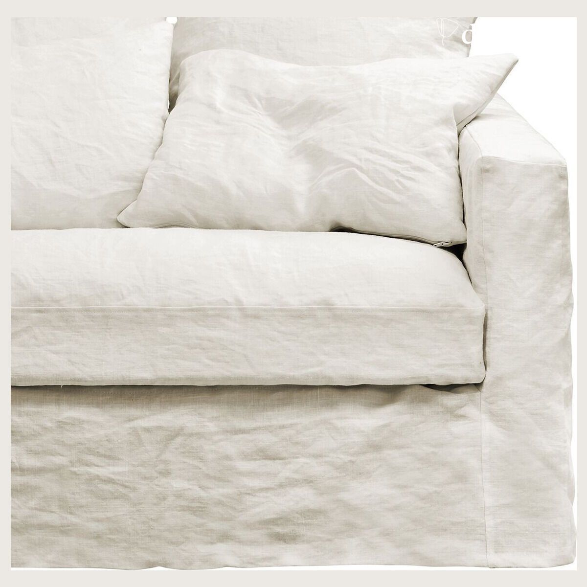 Removable cover armchair in crumpled linen, Cap Breton - off-white