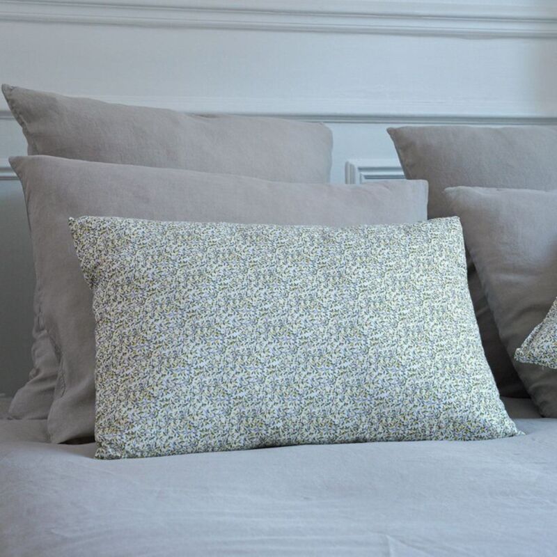 Rectangular cotton cushion, 40x60 cm, with white and floral print Romy