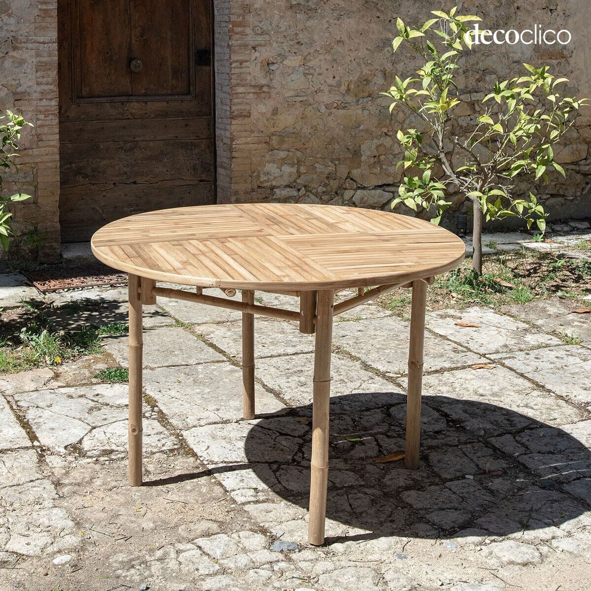 Ronde tuintafel in natuurlijk bamboe Taman