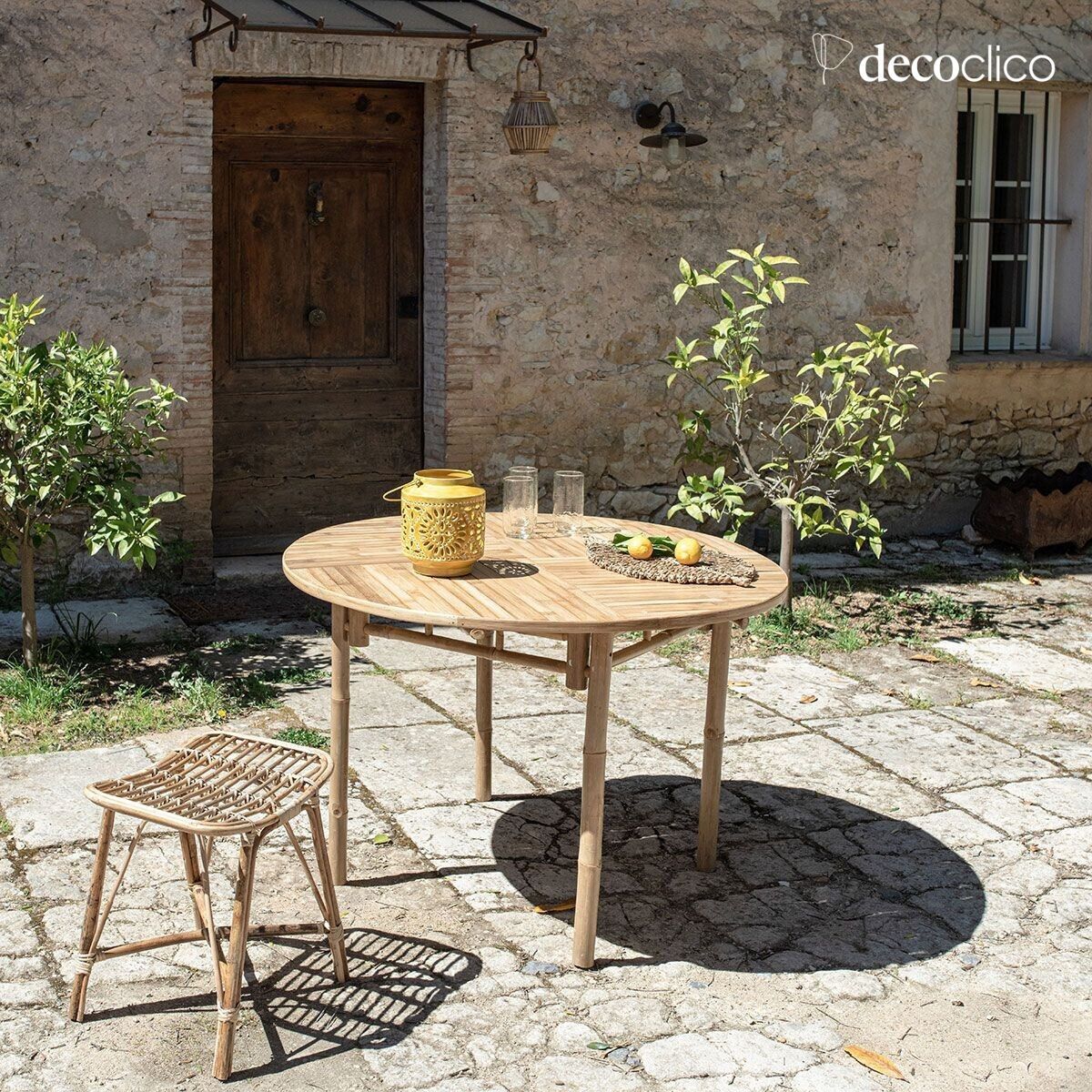 Ronde tuintafel in natuurlijk bamboe Taman