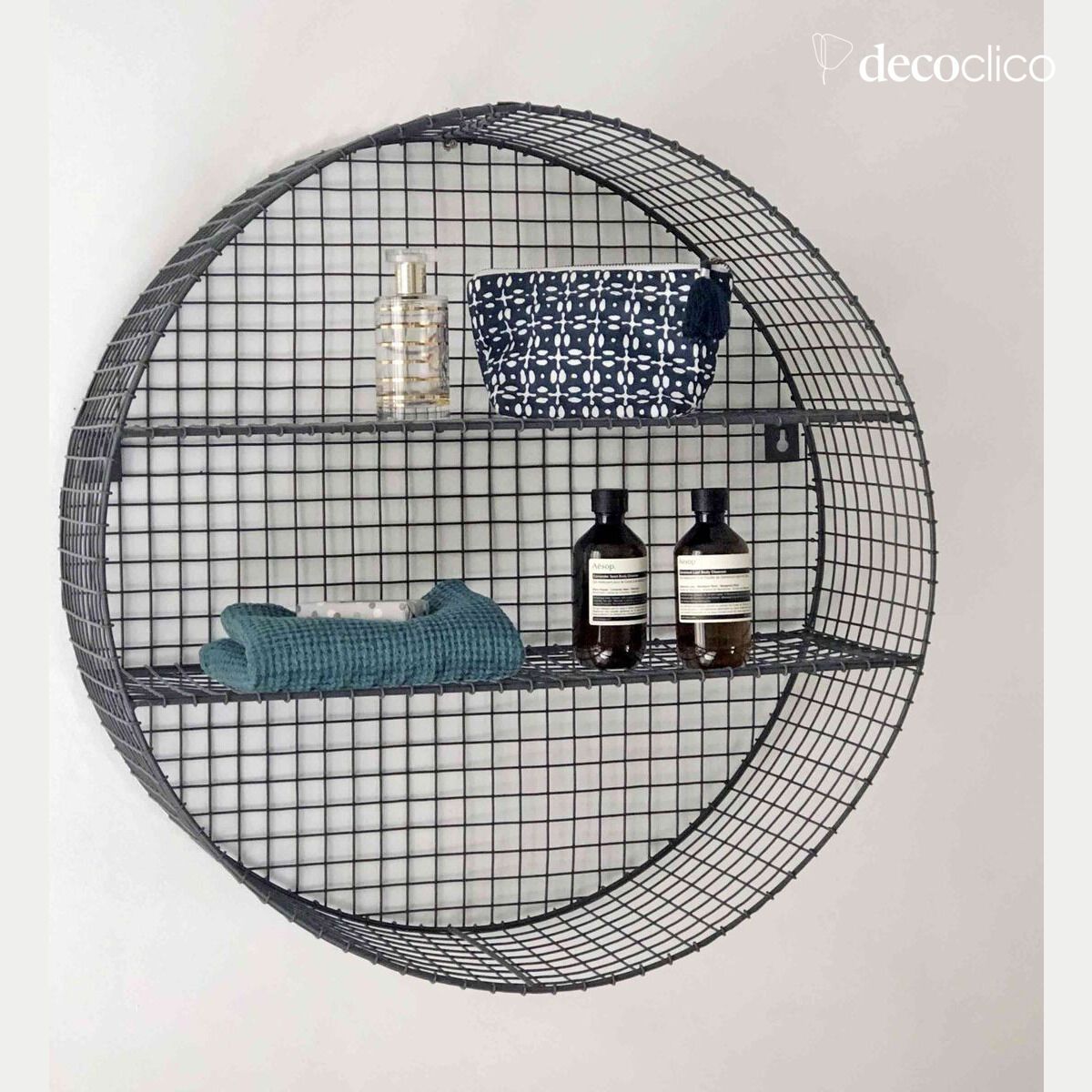 Ronde wandplank in antraciet gaasmetaal Greed