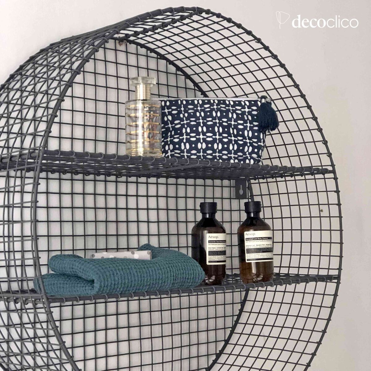 Ronde wandplank in antraciet gaasmetaal Greed