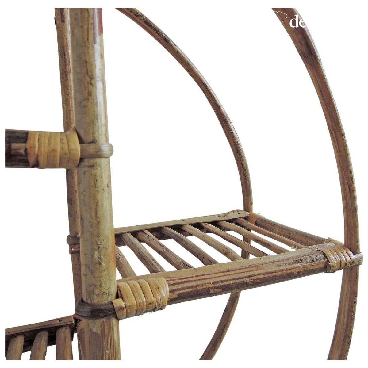 Ronde wandplank in rotan, vintage stijl