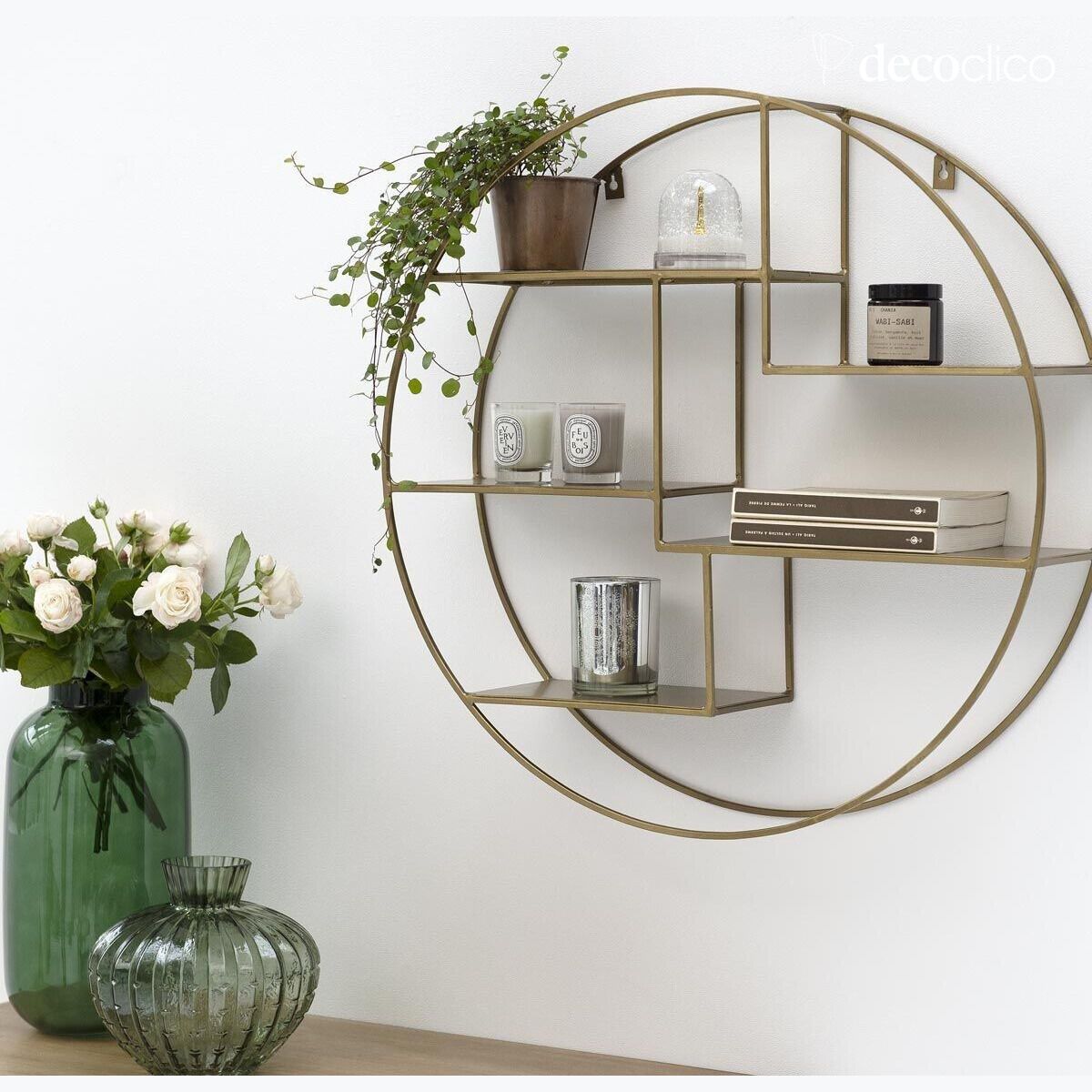 Ronde wandplank van draadmetaal met antieke afwerking Uptown