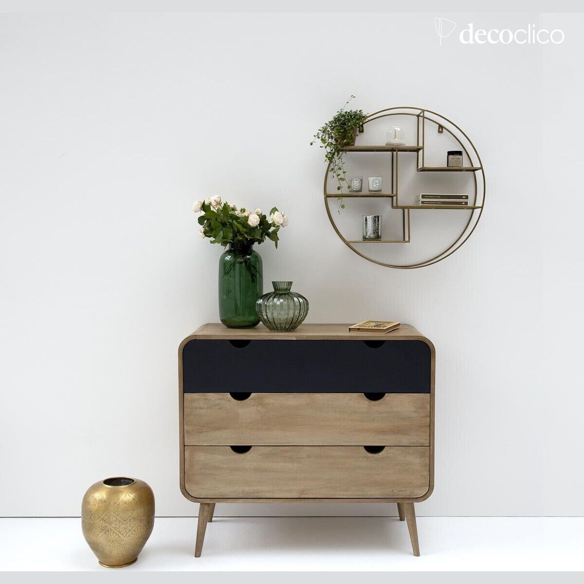 Ronde wandplank van draadmetaal met antieke afwerking Uptown