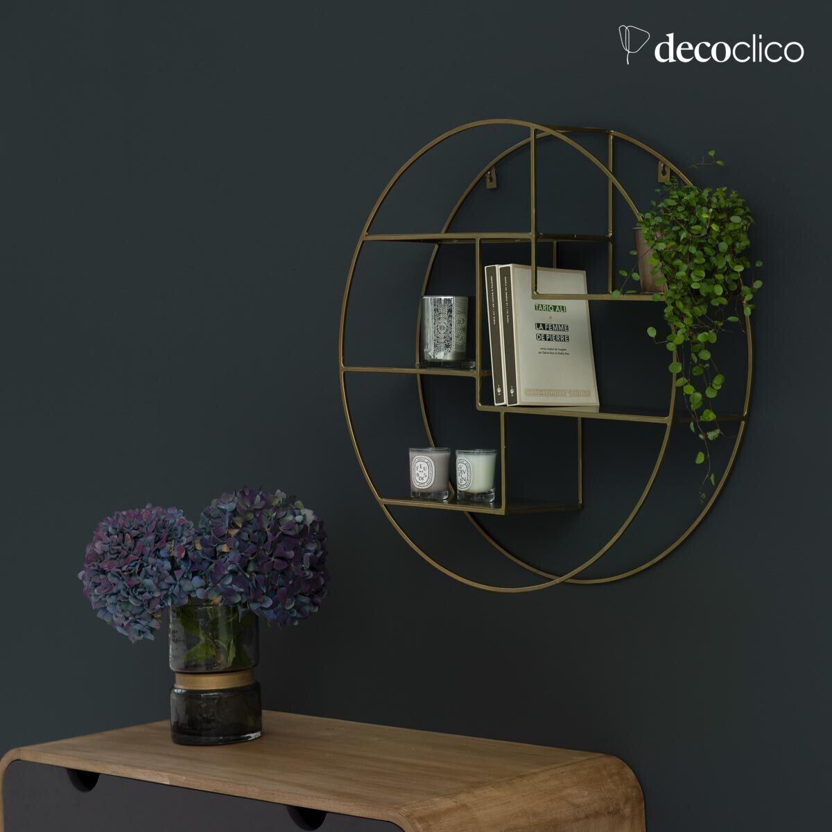 Ronde wandplank van draadmetaal met antieke afwerking Uptown