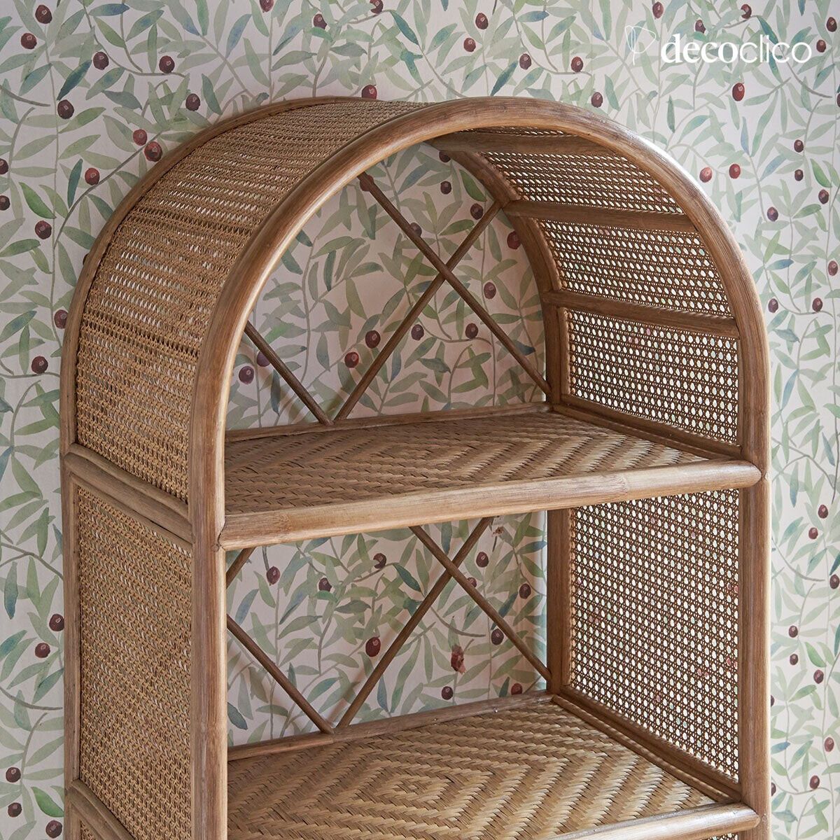 Rotan en bruine rieten boekenkast Rosalie