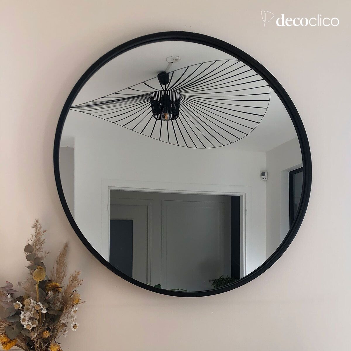 Round black metal mirror 100 cm  Soho