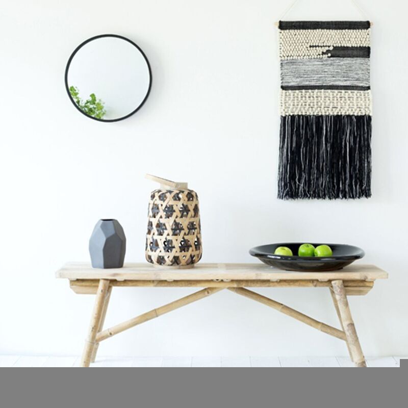 Round black metal mirror 40 cm  Soho