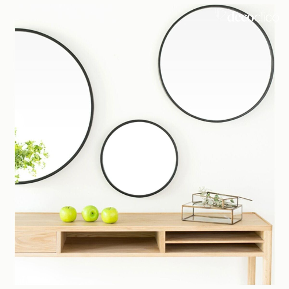 Round black metal mirror 60 cm  Soho