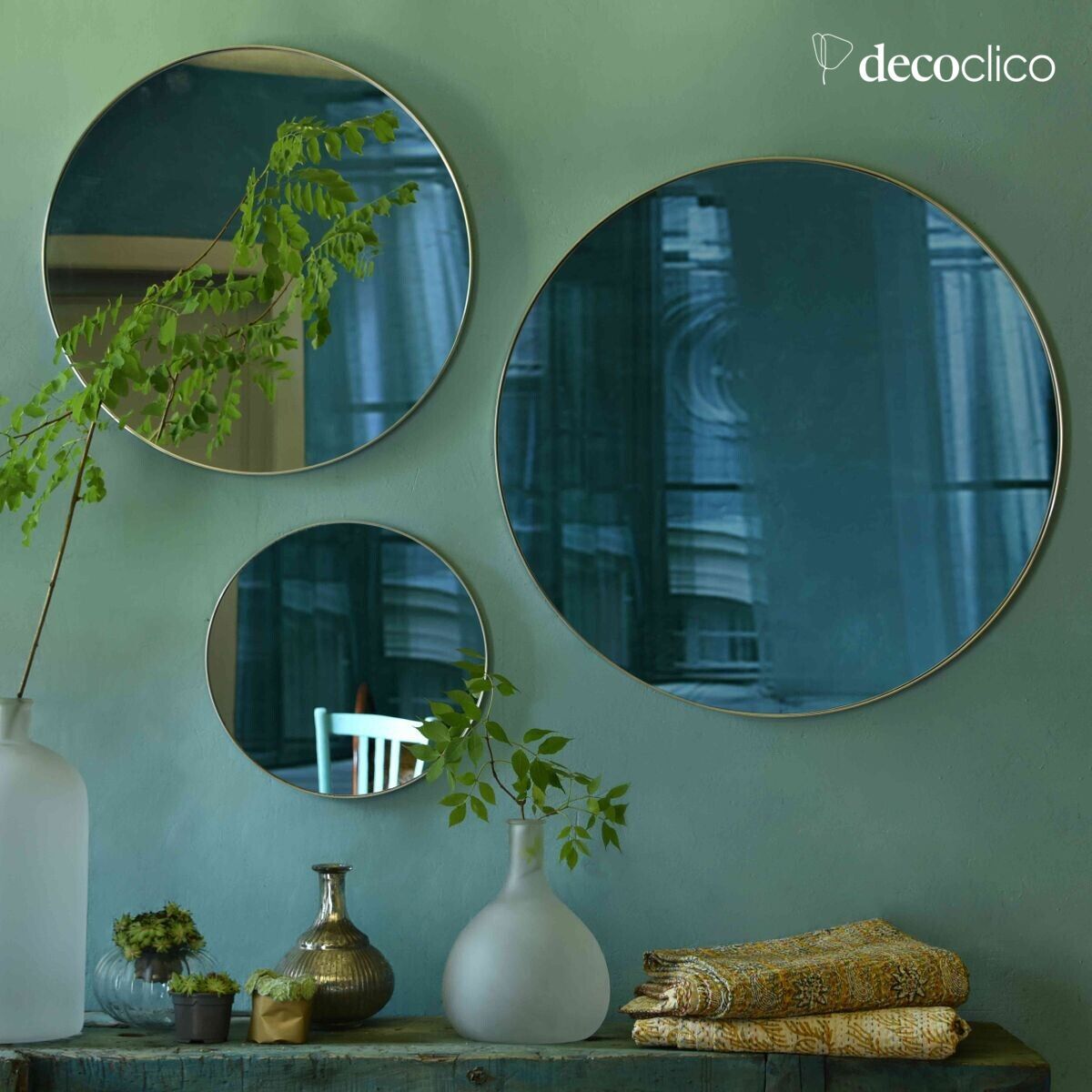 Round silver-plated brass mirror 80 cm  Murat