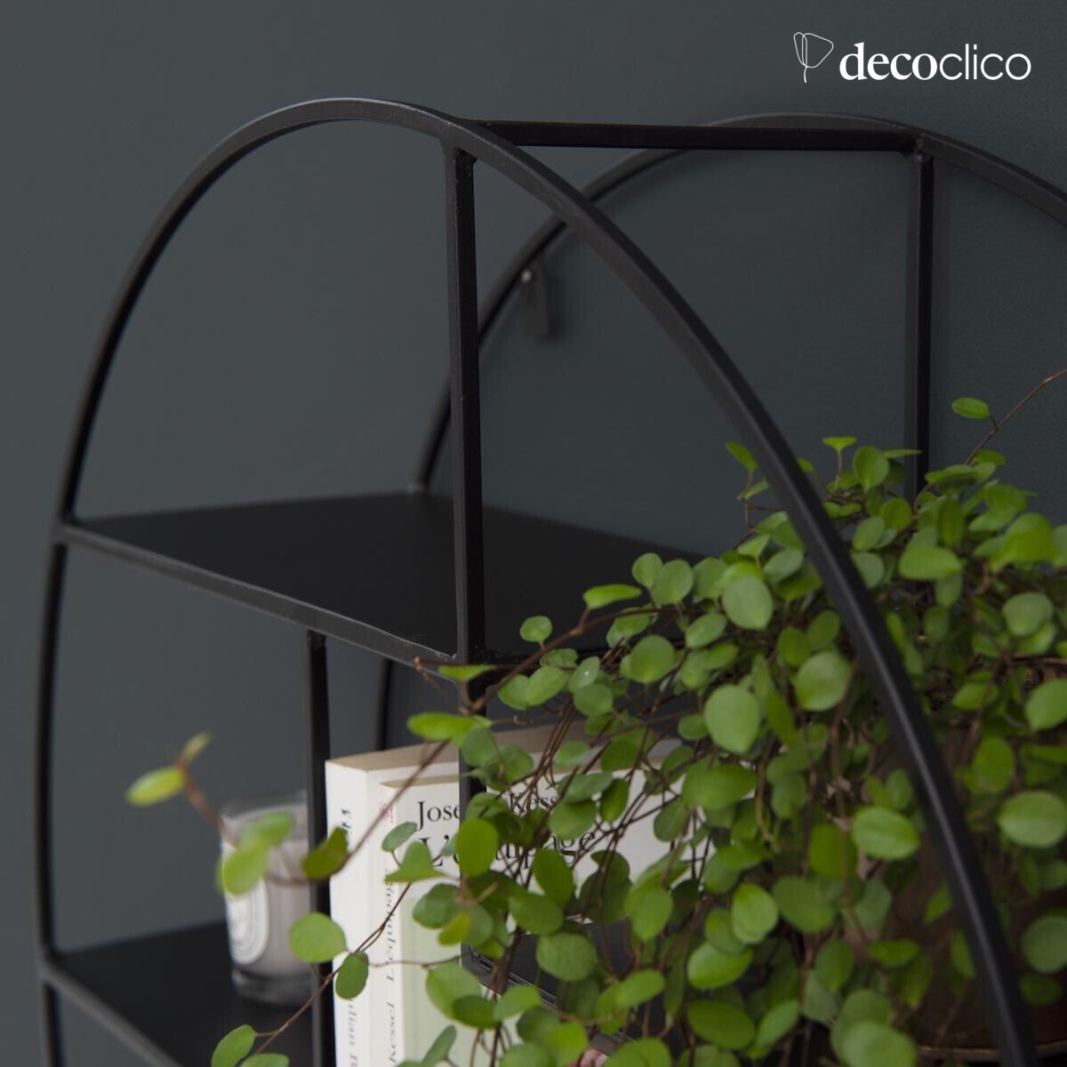 Rundes Wandregal aus Drahtmetall in Schwarz 60 cm Uptown