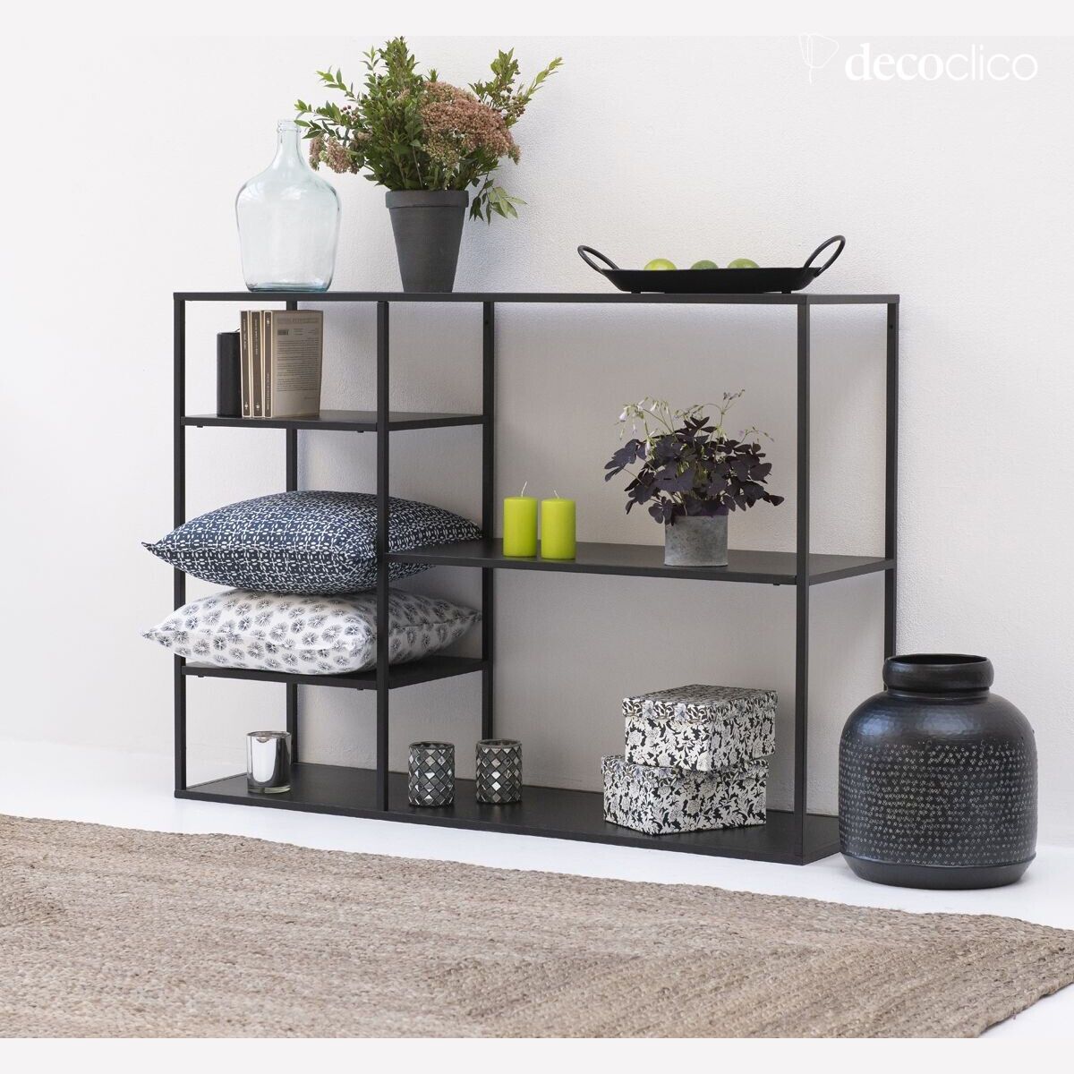 Scaffale da appoggio libreria in metallo nero Bricklane