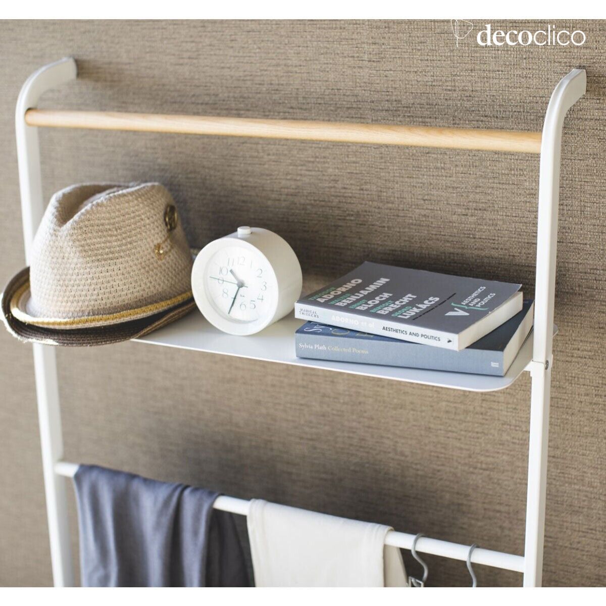 Scaletta portasciugamani in acciaio e legno bianco Tower Yamazaki Tower