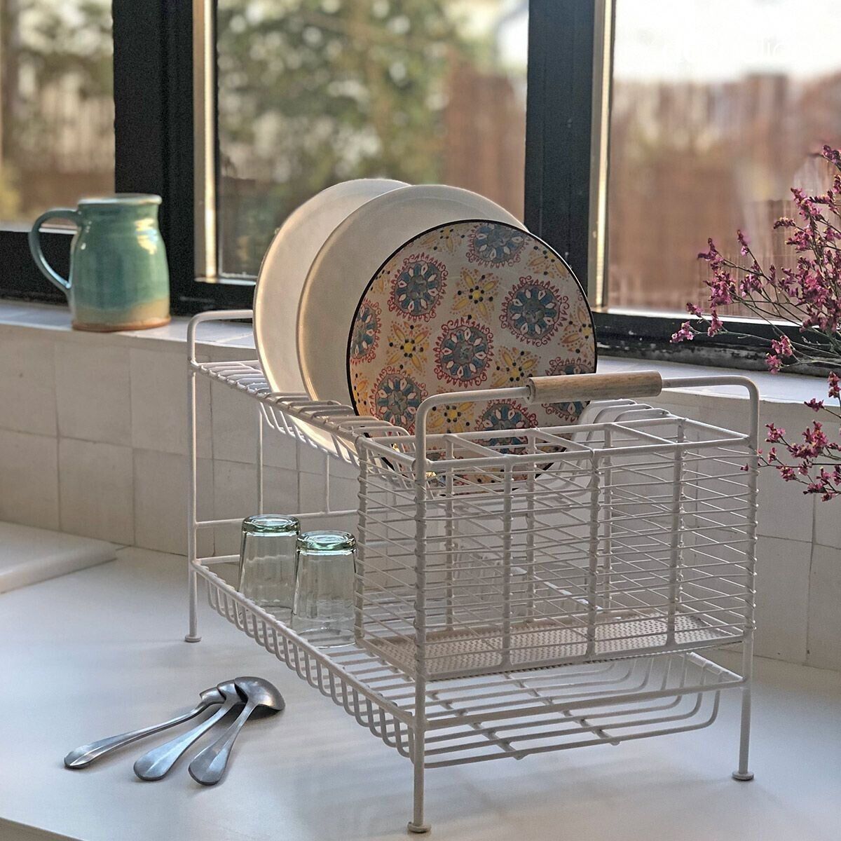 Scolapiatti in metallo finitura bianco opaco