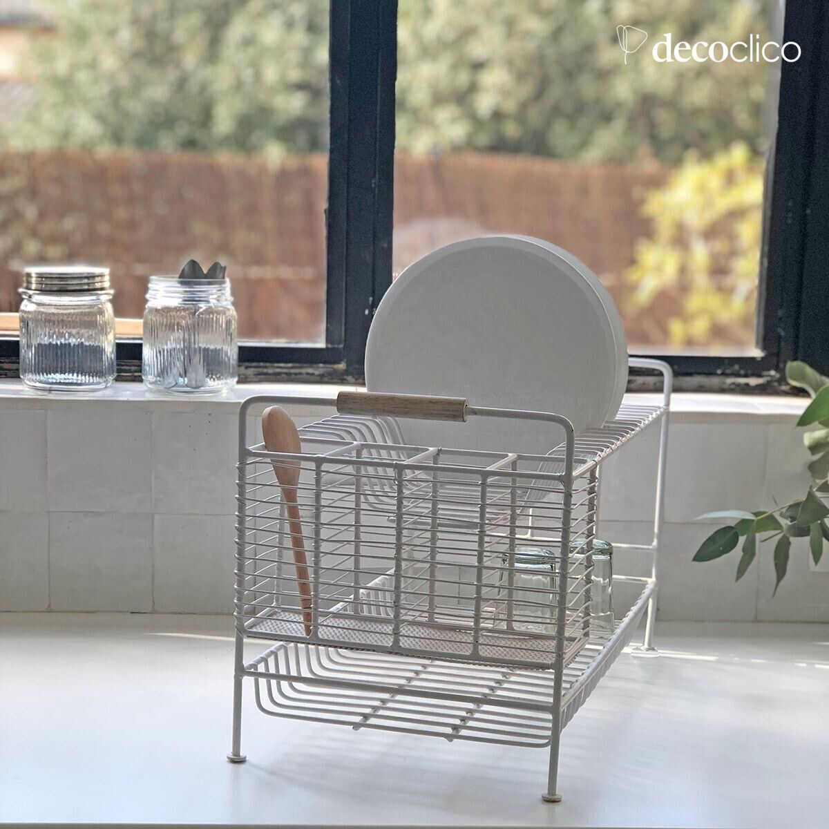 Scolapiatti in metallo finitura bianco opaco