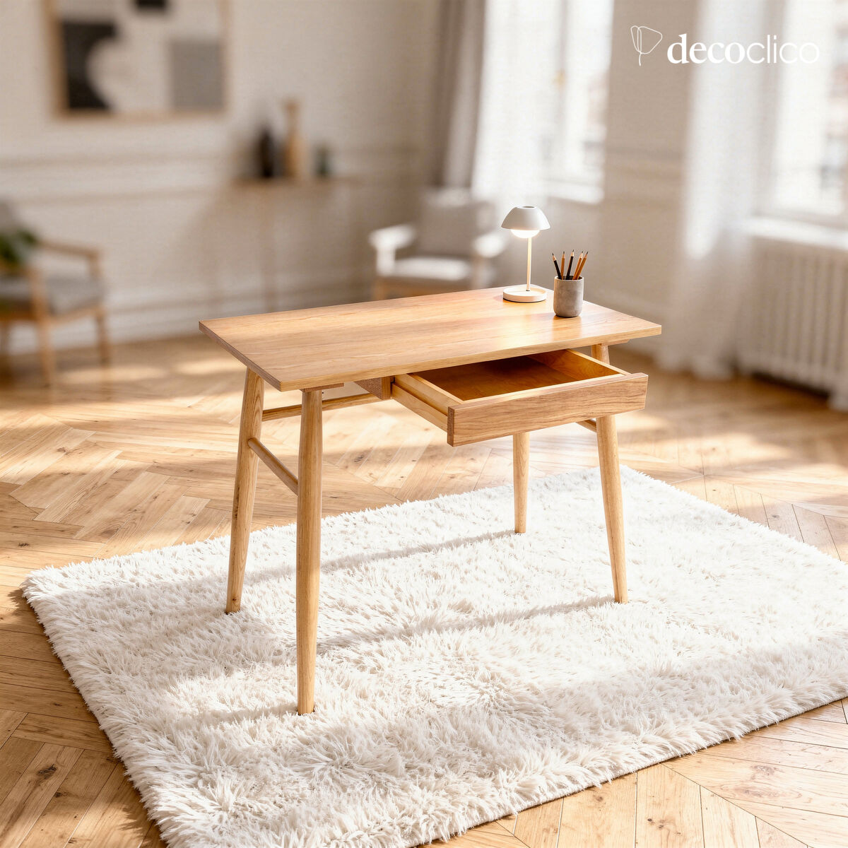 Scrivania in rovere 1 cassetto stile scandinavo Bloom