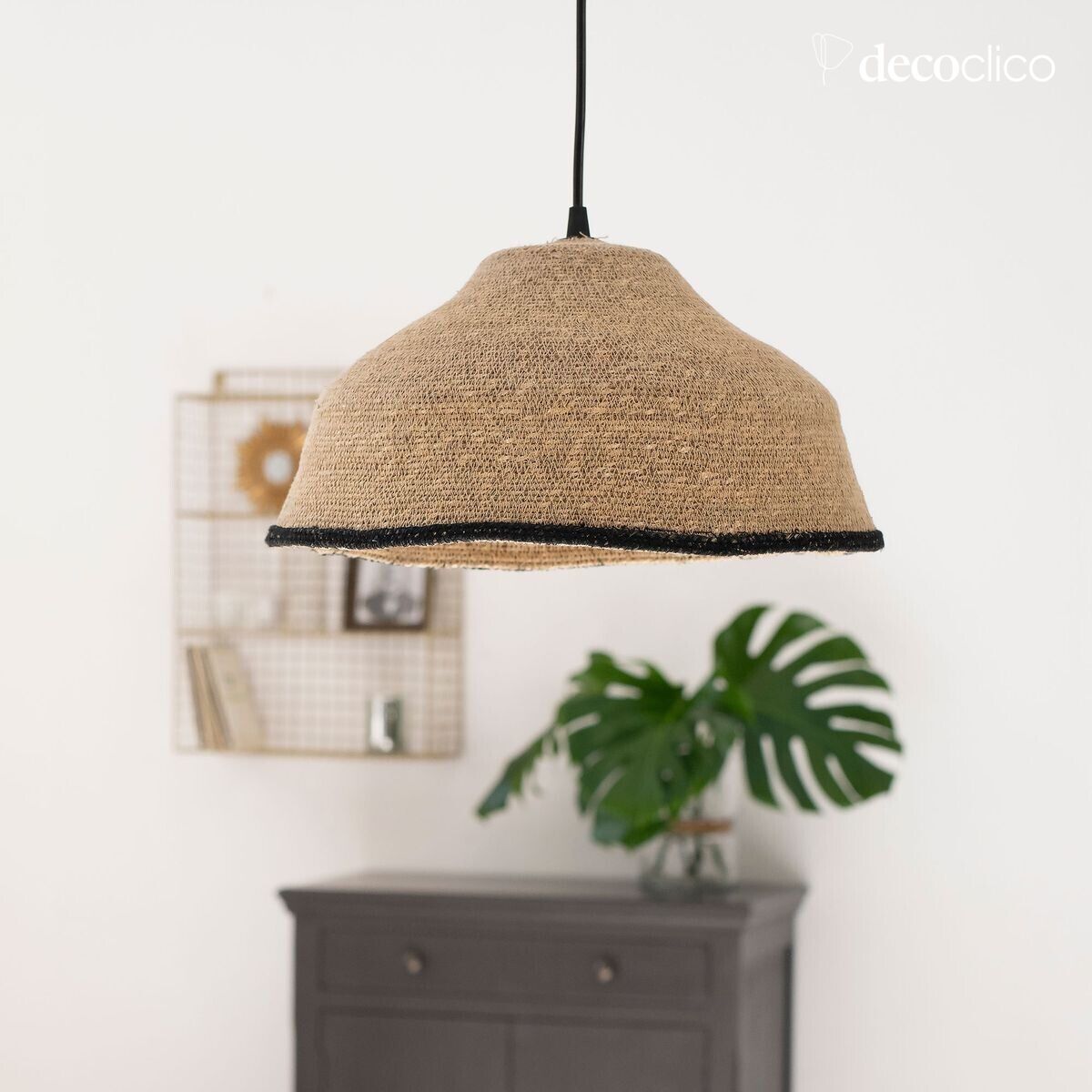 Seagrass hat hanger with black trim (non-electrified) Bayadère