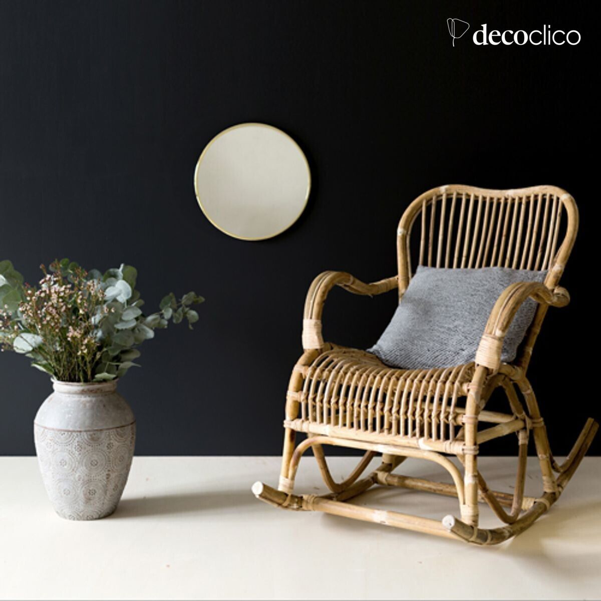 Sedia a dondolo in rattan naturale Moka