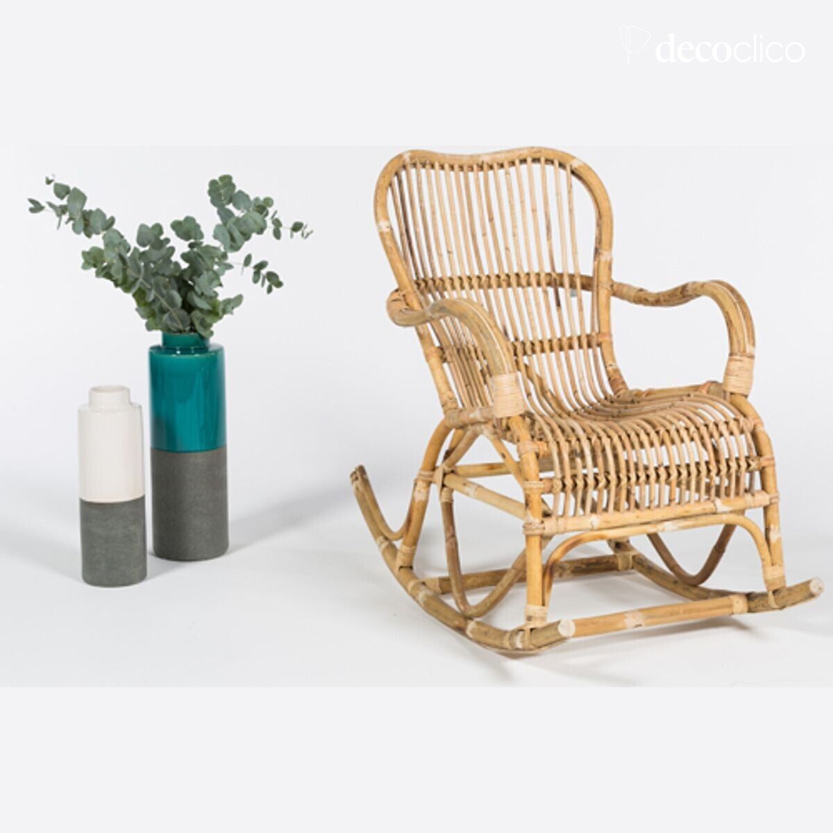 Sedia a dondolo in rattan naturale Moka