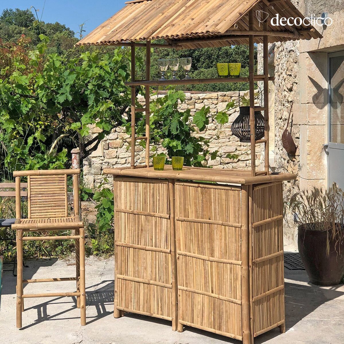 Sedia da bar in bambù naturale Taman