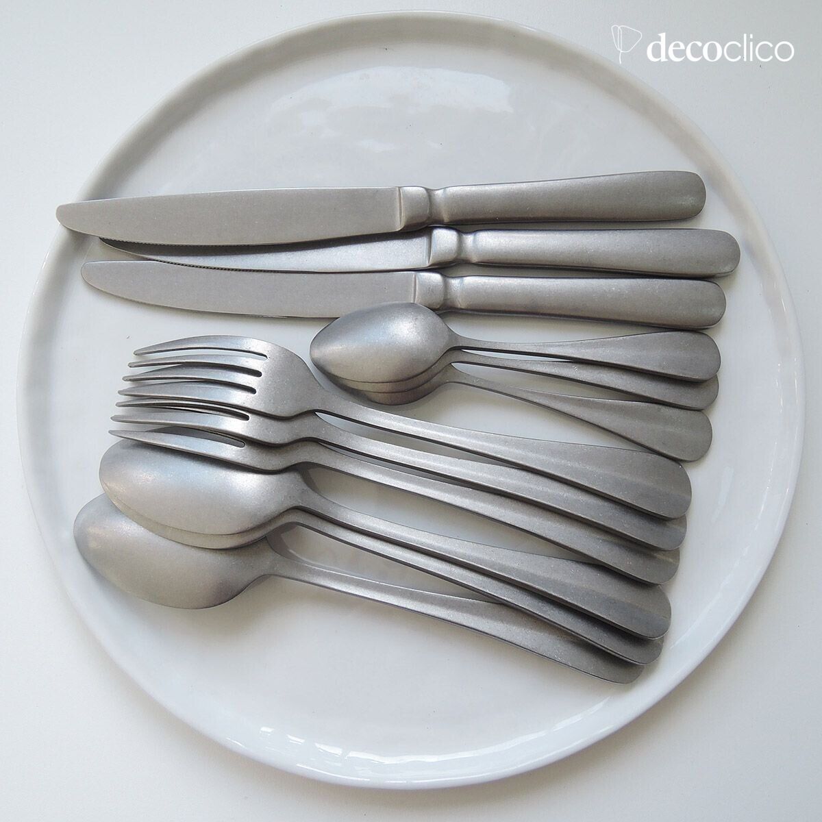 Servizio di posate 16 pezzi in acciaio inox grigio spazzolato