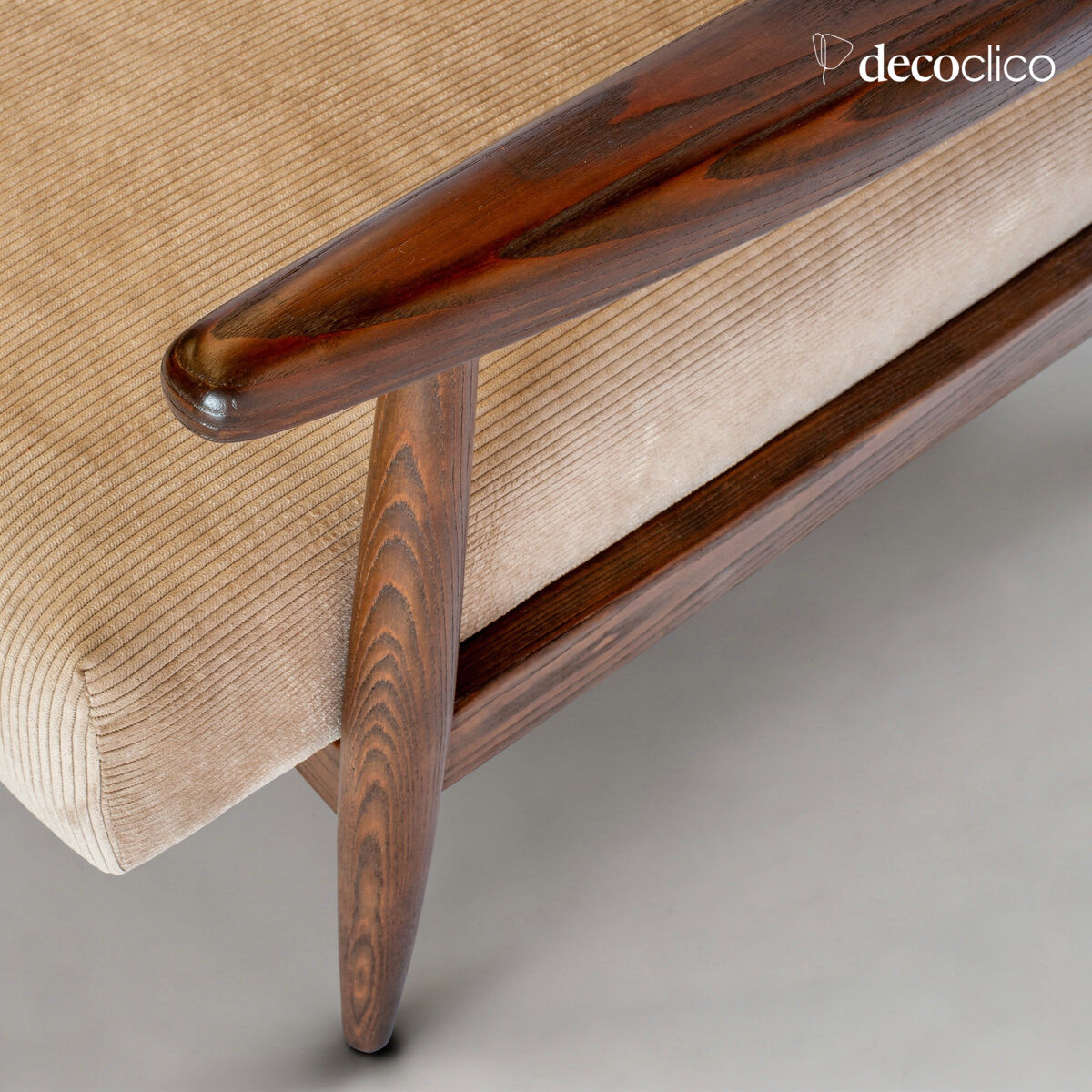 Sessel aus Esche und beigem Cord