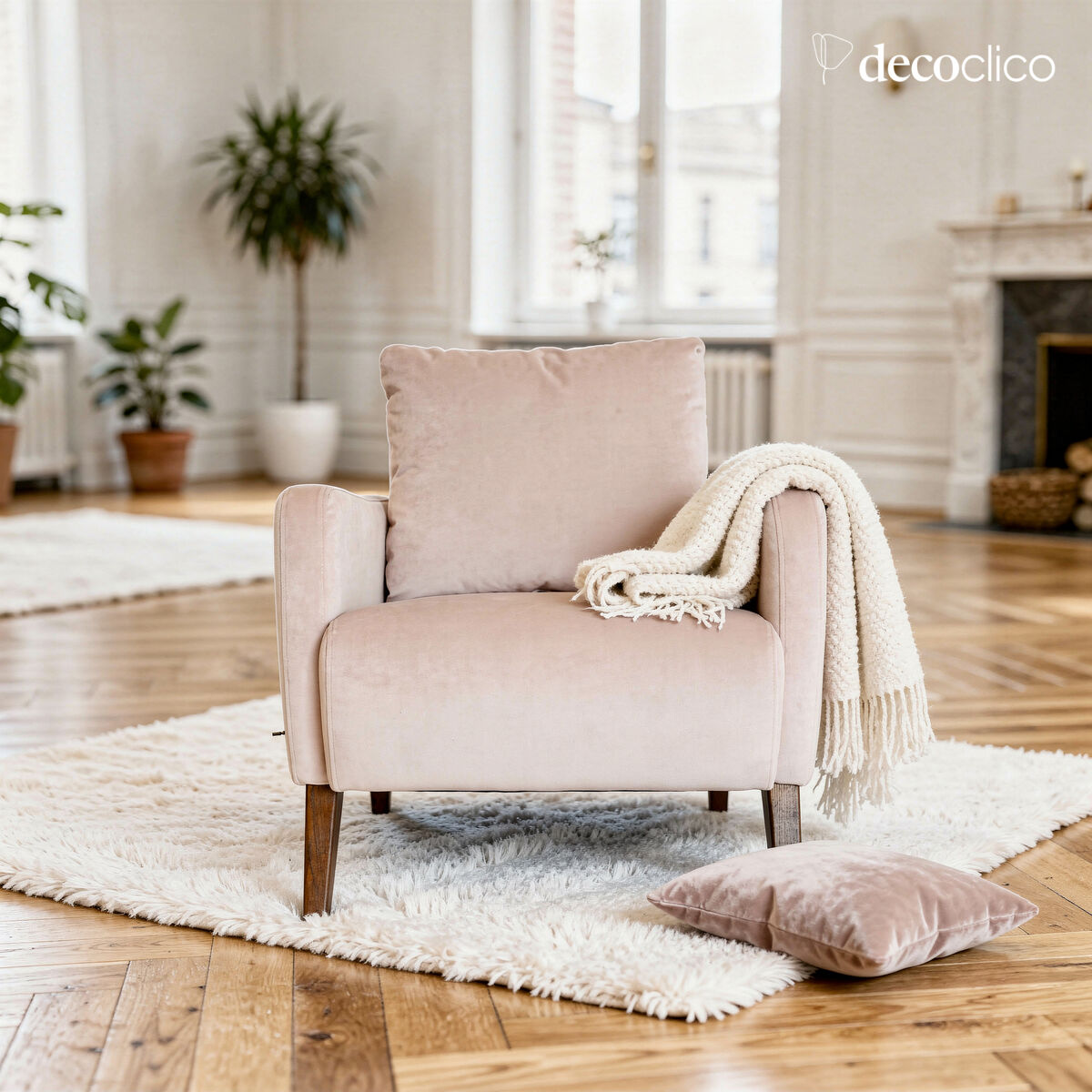 Sessel in Velours nude Octave