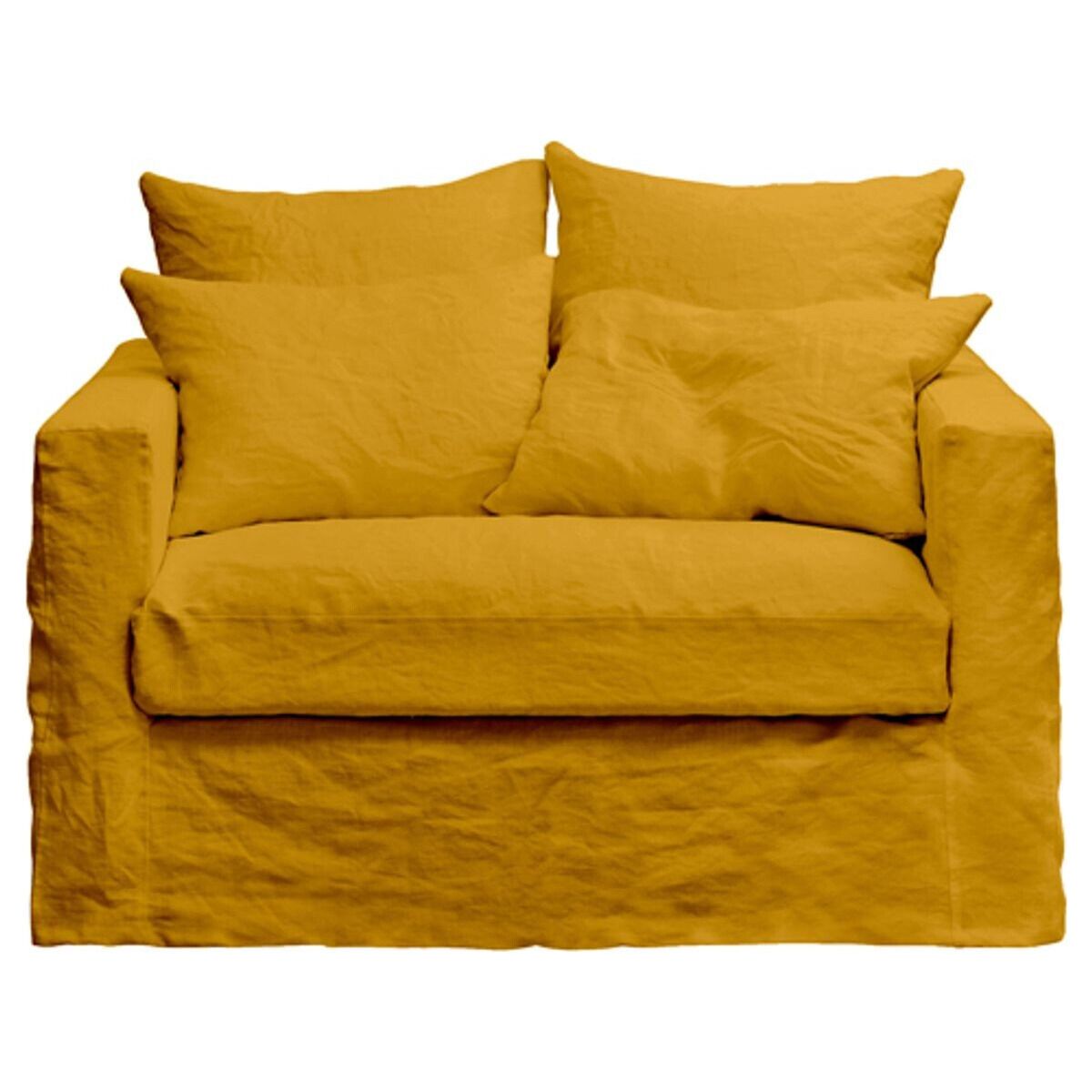 Sessel mit abnehmbarem Bezug aus Leinenstoff Cap Breton  Safran