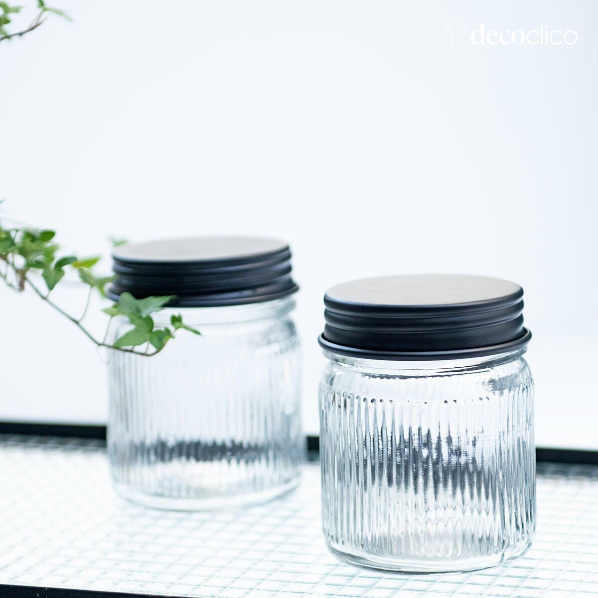 Set aus 2 Glasgefäßen und schwarzem Messing Chaumont