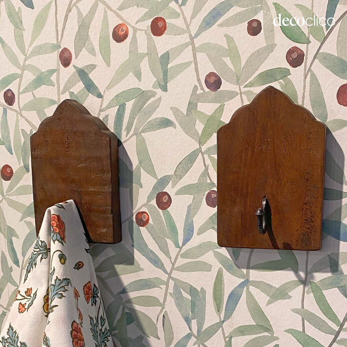 Set aus 2 Kleiderhaken aus recyceltem Holz und Metall Vermont