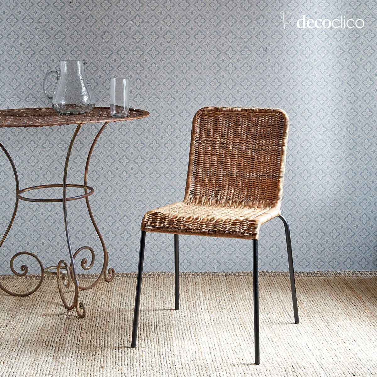 Set aus 2 Stühlen aus geflochtenem Rattan