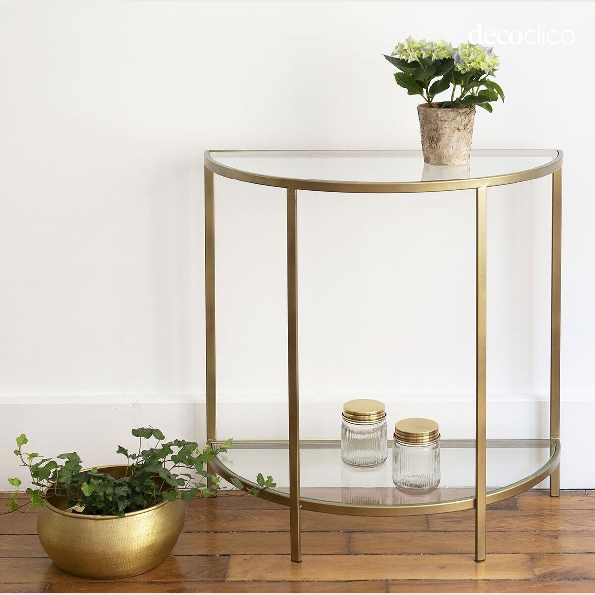 Set de 2 bocaux en verre et laiton doré Chaumont