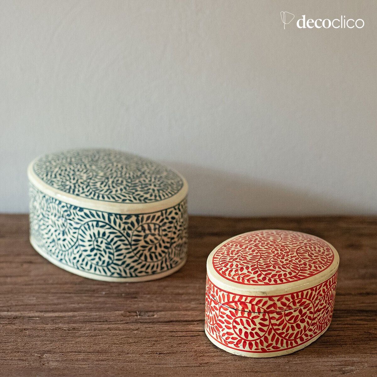 Set de 2 boites ovales en papier mâché